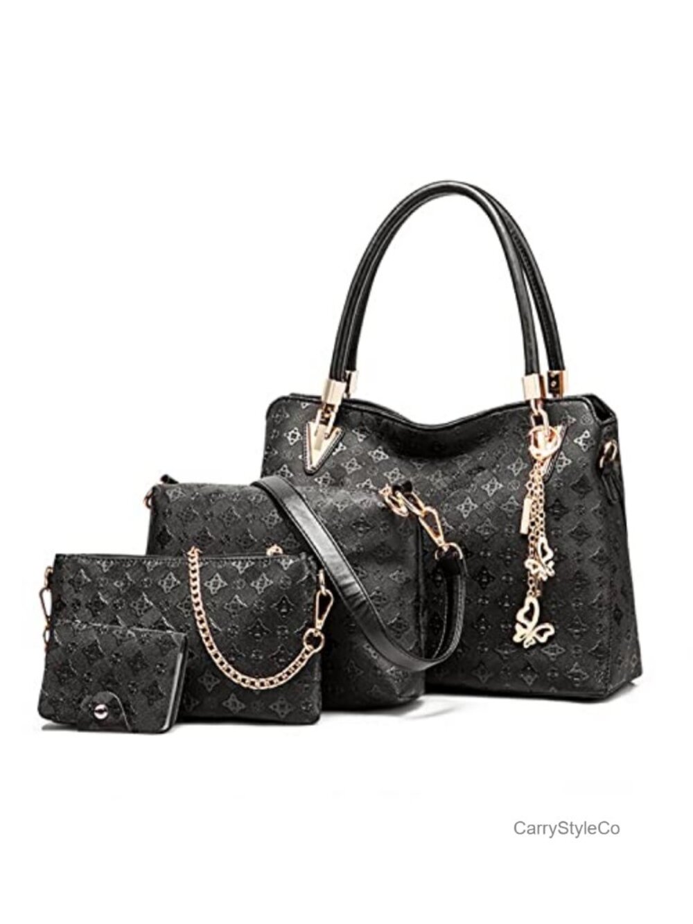 4 Piece PU Leather Handbag Set Tote Shoulder Bag Wallet Card Holder